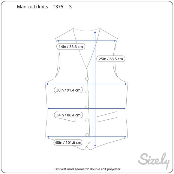 60s vest mod geometric double knit polyester blue red white - Picture 3 of 11